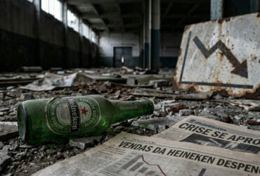 arrafa de cerveja em cenário de retração simbolizando a crise na Heineken e queda de vendas
