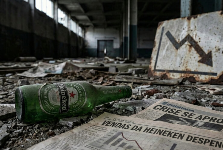 arrafa de cerveja em cenário de retração simbolizando a crise na Heineken e queda de vendas