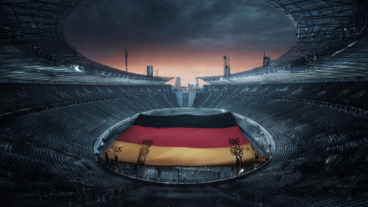 Estádio com bandeira alemã simbolizando a discussão sobre o boicote à Copa do Mundo de 2026.
