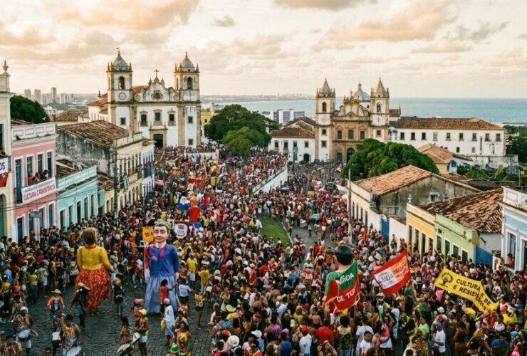 Foliões nas ladeiras do Sítio Histórico durante o Carnaval, foco da atuação da oposição em Olinda
